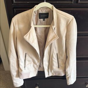 Banana Republic Light Beige Zip-Front Suede Jacket